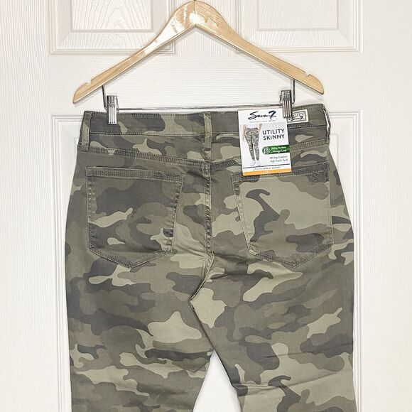 Seven7 Womens Utility Ankle Skinny Jeans Green Camo Size 12 Pockets Stretch - Picture 6 of 10